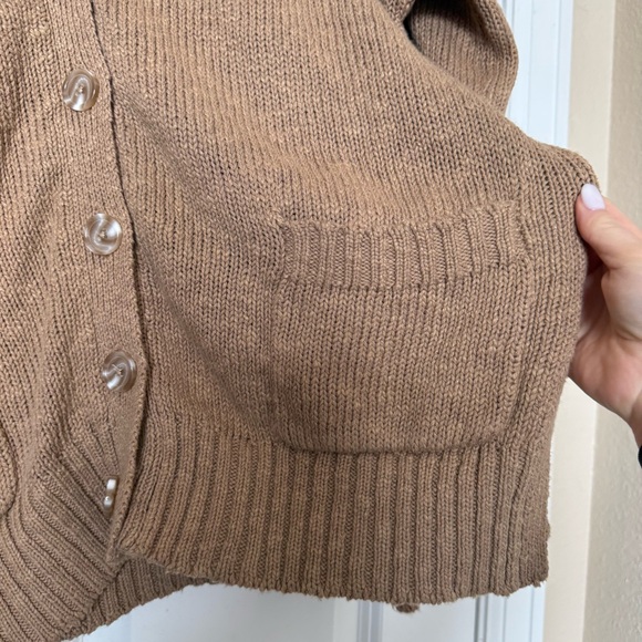 Quince Cotton-Linen Relaxed Cardigan Sweater in Camel Size Medium - Picture 6 of 13